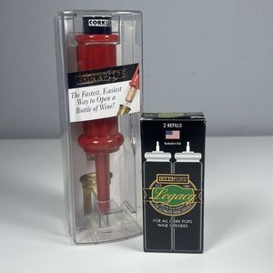 Cork Pops 12239 Original Wine Bottle Opener, Red. With Refills! Brand New